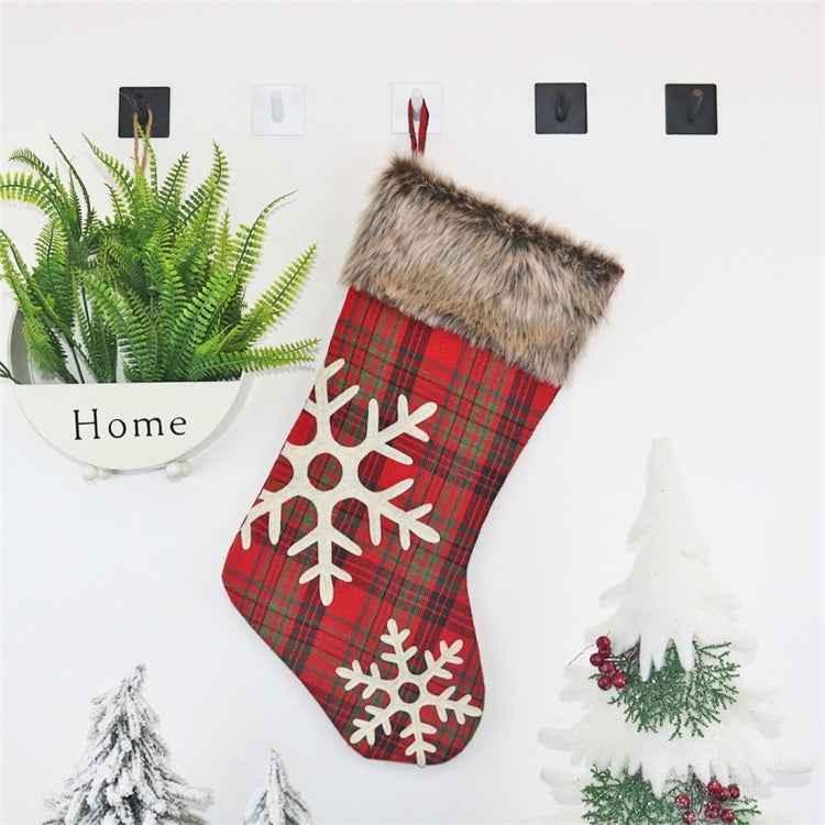 CX20202 Christmas Snowflake Plush Sock Gift Bag Christmas Tree Pendant Decoration - Shello's Creative Boutique