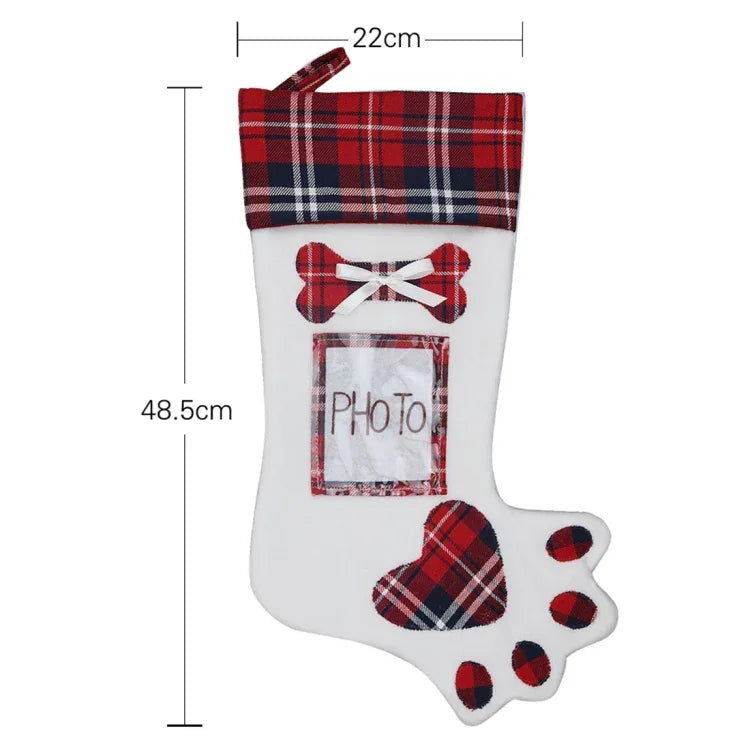 CX20203 Creative Dog Paw Christmas Sock Gift Bag Christmas Tree Pendant Decoration - Shello's Creative Boutique