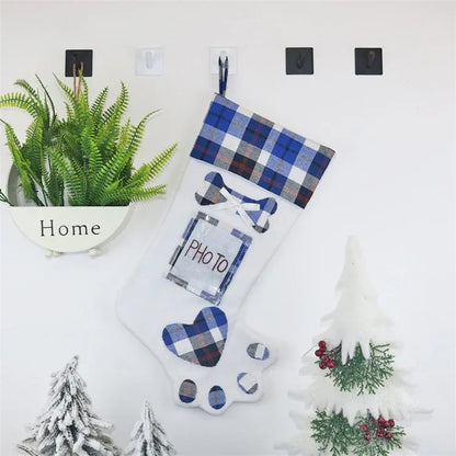 CX20203 Creative Dog Paw Christmas Sock Gift Bag Christmas Tree Pendant Decoration - Shello's Creative Boutique