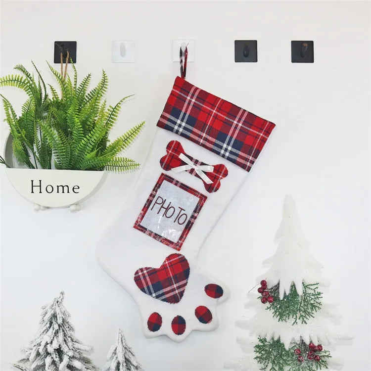 CX20203 Creative Dog Paw Christmas Sock Gift Bag Christmas Tree Pendant Decoration - Shello's Creative Boutique