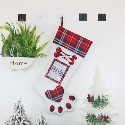 CX20203 Creative Dog Paw Christmas Sock Gift Bag Christmas Tree Pendant Decoration - Shello's Creative Boutique