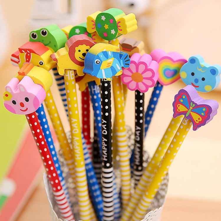 Cartoon Animal Pencils - 10 Pack Wooden HB Pencils with Erasers for Kids - Shello's Creative Boutique