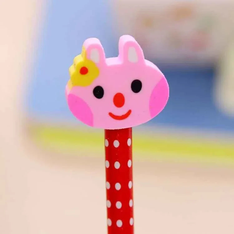 Cartoon Animal Pencils - 10 Pack Wooden HB Pencils with Erasers for Kids - Shello's Creative Boutique