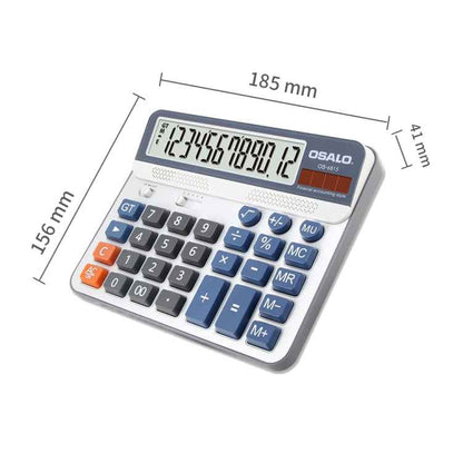 OSALO OS-6815 12 Digits Desktop Calculator Solar Energy Dual Power Calculator