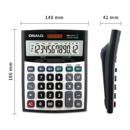 OSALO OS-2TV 12 Digits Desktop Tax Rate Calculator Solar Energy Dual Power Calculator