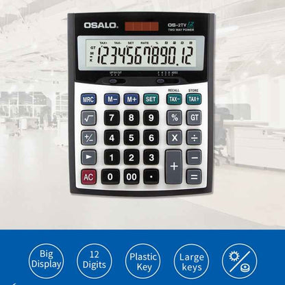 OSALO OS-2TV 12 Digits Desktop Tax Rate Calculator Solar Energy Dual Power Calculator