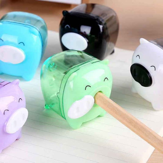 Deli Mini Pig Manual Pencil Sharpeners Kids Friendly at Home Office School, Random Color Delivery