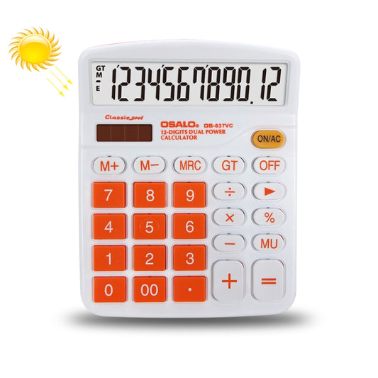 OSALO OS-837VC 12 Digits Colorful Desktop Calculator Solar Energy Dual Power Calculator - Shello's Creative Boutique