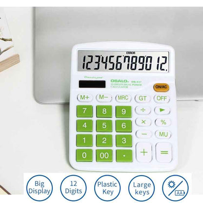 OSALO OS-837VC 12 Digits Colorful Desktop Calculator Solar Energy Dual Power Calculator