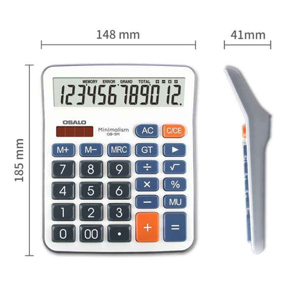 OSALO OS-5M 12 Digits Desktop Calculator Solar Energy Dual Power Calculator