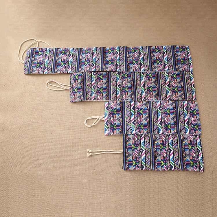 72 Slots Ethnic Print Pen Bag Canvas Pencil Wrap Curtain Roll Up Pencil Case Stationery Pouch - Shello's Creative Boutique