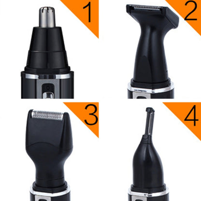 SPORTSMAN Four-in-one Rechargeable Ear Nose Trimmer Electric Shaver Beard Face Eyebrows Hair Trimmer For Men, EU Plug(Black, 220V), EU Plug - Shello's Creative Boutique