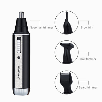 SPORTSMAN Four-in-one Rechargeable Ear Nose Trimmer Electric Shaver Beard Face Eyebrows Hair Trimmer For Men, EU Plug(Black, 220V), EU Plug - Shello's Creative Boutique