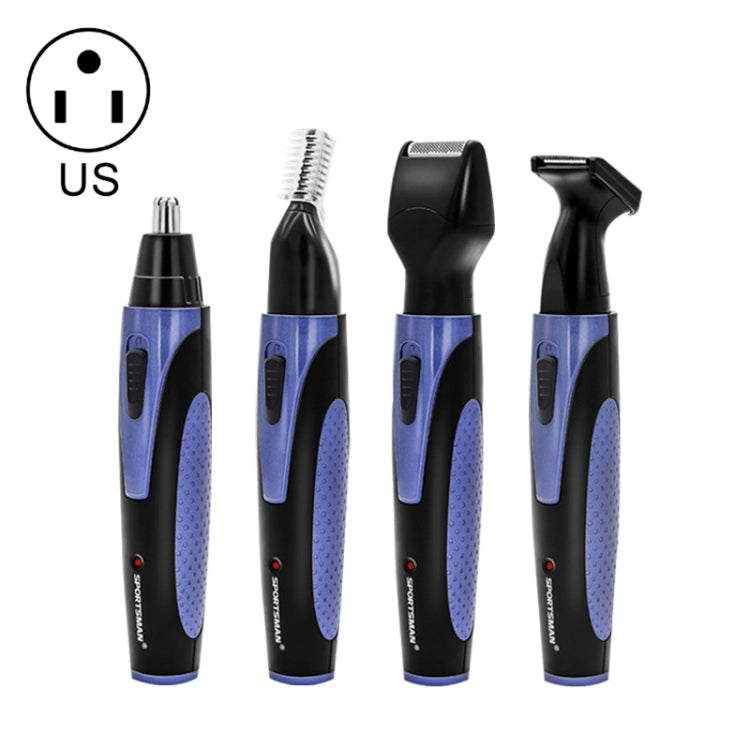 SPORTSMAN Four-in-one Electric Rechargeable Ear Nose Trimmer Beard Face Shaver Eyebrows Hair Trimmer for Men, US Plug(blue 110v), US Plug(Blue) - Shello's Creative Boutique
