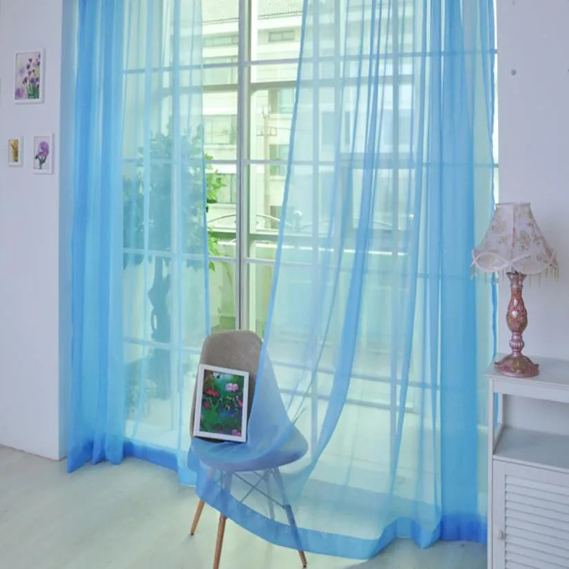 Modern Pure Color Voile Sheer Curtains - Tulle Window Drapes for Living Room & Bedroom - Shello's Creative Boutique