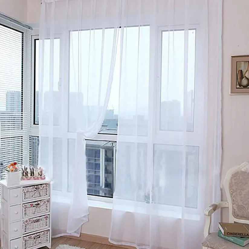 Modern Pure Color Voile Sheer Curtains - Tulle Window Drapes for Living Room & Bedroom - Shello's Creative Boutique
