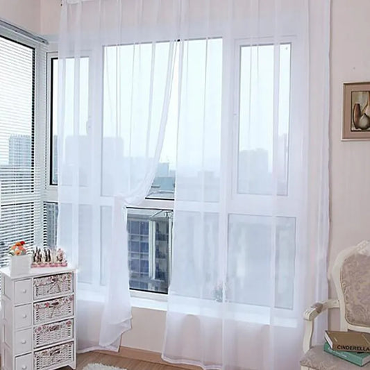 Modern Pure Color Voile Sheer Curtains - Tulle Window Drapes for Living Room & Bedroom - Shello's Creative Boutique
