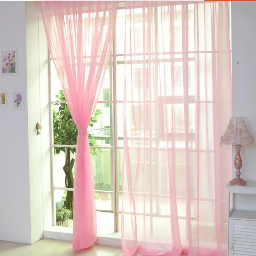 Modern Pure Color Voile Sheer Curtains - Tulle Window Drapes for Living Room & Bedroom - Shello's Creative Boutique