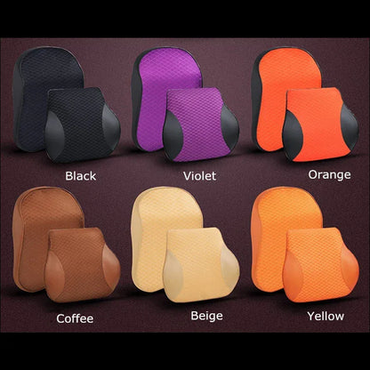 1PCS Memory foam car seat headrest pillow solid neck rest waist back support cushion set - Shello's Creative Boutique