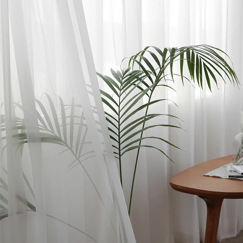White Tulle Curtains for Living Room Decoration Modern Chiffon Solid Sheer Voile Kitchen Curtain