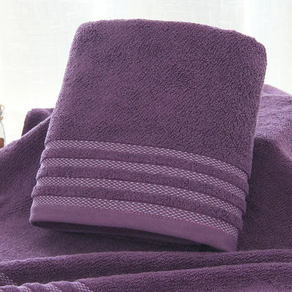 New Stripe Cotton Towel Bath Towel of Three Sets Solid Color Thicken Bathroom Towels Set - Shello's Creative Boutique