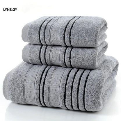 3Pieces Set Grey Cotton Towel Set Face Washcloth Hand Towel - Shello's Creative Boutique