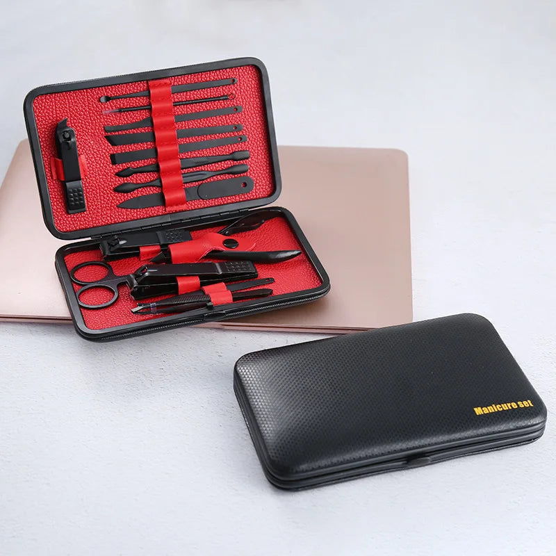 15pcs/Set Stainless Steel Nail Clipper Kit Professional Pedicure Scissors Tweezer Knife Ear Pick Manicure Set Nail Art Tools eprolo