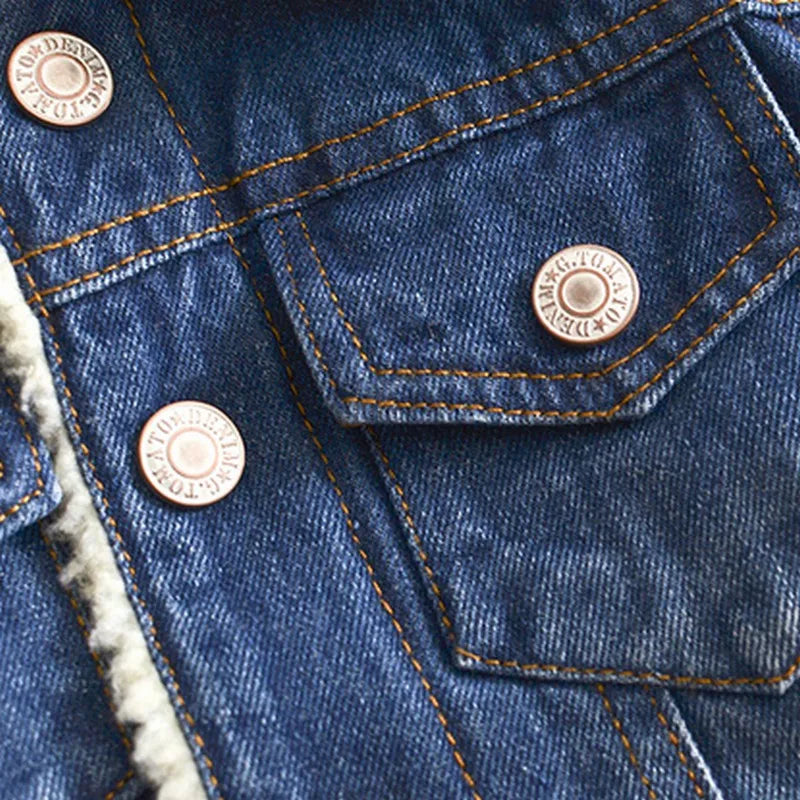 Jacket For Girls Boys Autumn Winter Plus Cashmere Thicken Jeans Coat Children Clothes Warm Fashion Baby Denim Jackets eprolo