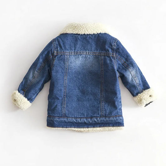 Jacket For Girls Boys Autumn Winter Plus Cashmere Thicken Jeans Coat Children Clothes Warm Fashion Baby Denim Jackets eprolo