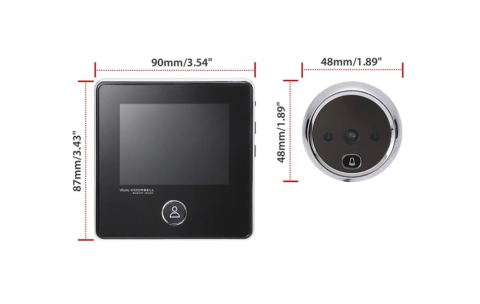 KAK 2.8 Inch LCD Smart Peephole Doorbell with IR Night Vision & Photo Recording
