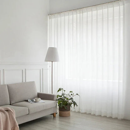 White Tulle Sheer Curtains - Modern Chiffon Voile Drapes for Living Room & Kitchen - Shello's Creative Boutique