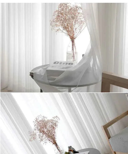 White Tulle Sheer Curtains - Modern Solid Voile Drapes for Living Room & Kitchen - Shello's Creative Boutique