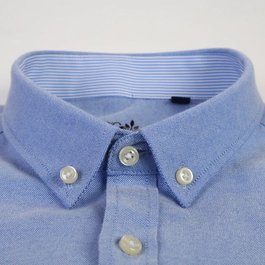 Men's Long Sleeve Oxford Plaid Striped Casual Shirt Front Patch Chest Pocket Regular-fit Button-down Collar Thick Work Shirts eprolo
