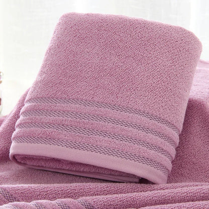 New Stripe Cotton Towel Bath Towel of Three Sets Solid Color Thicken Bathroom Towels Set - Shello's Creative Boutique
