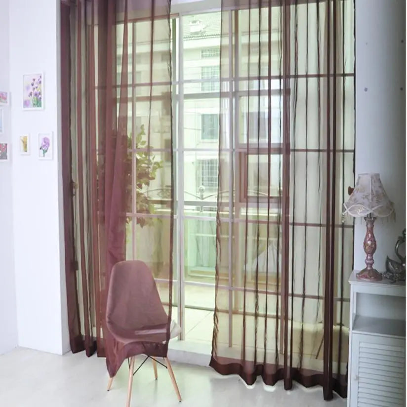 Modern Pure Color Voile Sheer Curtains - Tulle Window Drapes for Living Room & Bedroom - Shello's Creative Boutique