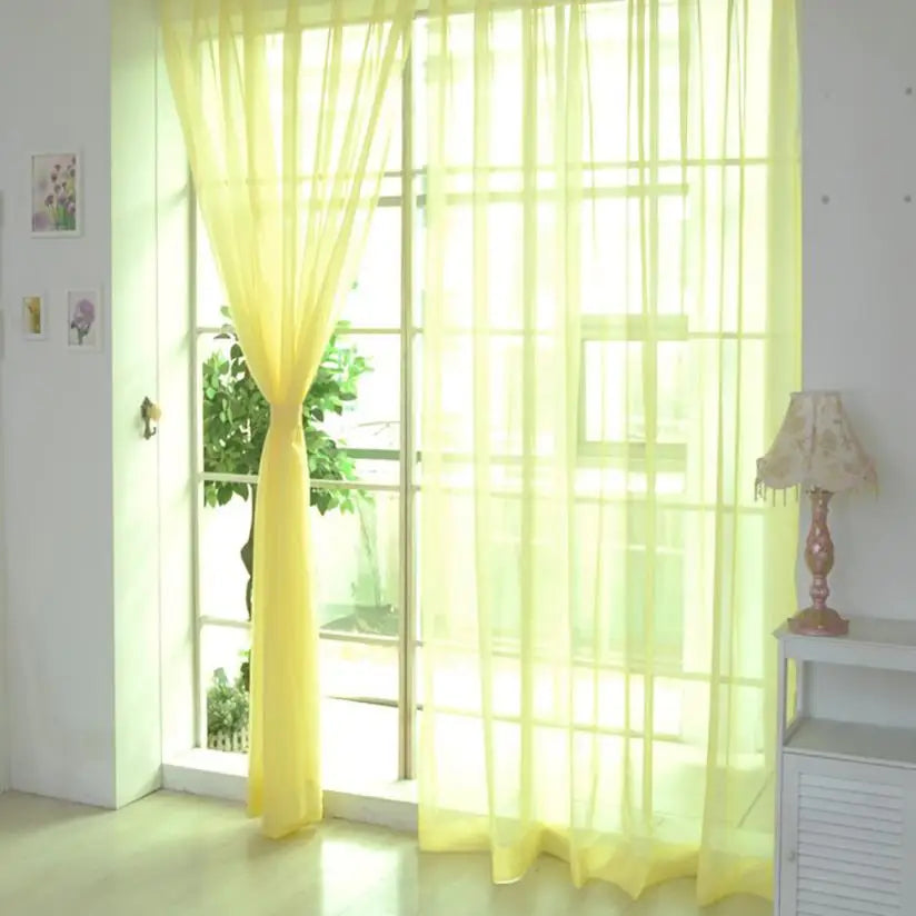 Modern Pure Color Voile Sheer Curtains - Tulle Window Drapes for Living Room & Bedroom - Shello's Creative Boutique
