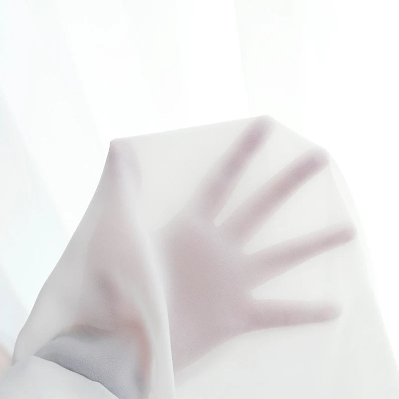 White Tulle Curtains for Living Room Decoration Modern Chiffon Solid Sheer Voile Kitchen Curtain