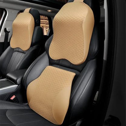 1PCS Memory foam car seat headrest pillow solid neck rest waist back support cushion set - Shello's Creative Boutique