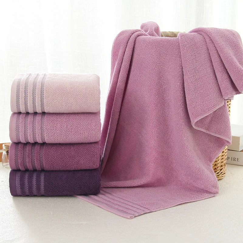 New Stripe Cotton Towel Bath Towel of Three Sets Solid Color Thicken Bathroom Towels Set Shello Creative Boutique