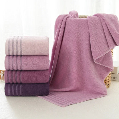 New Stripe Cotton Towel Bath Towel of Three Sets Solid Color Thicken Bathroom Towels Set - Shello's Creative Boutique