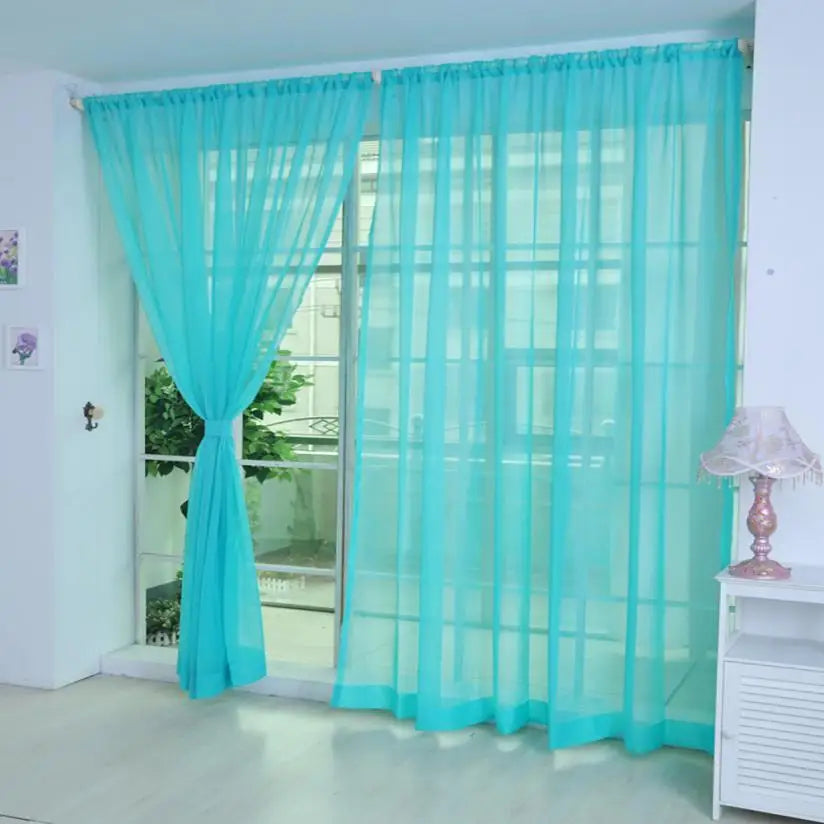 Modern Pure Color Voile Sheer Curtains - Tulle Window Drapes for Living Room & Bedroom - Shello's Creative Boutique