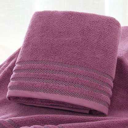 New Stripe Cotton Towel Bath Towel of Three Sets Solid Color Thicken Bathroom Towels Set - Shello's Creative Boutique