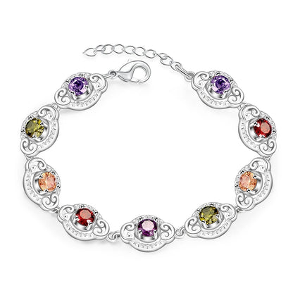 Pretty Colorful Multi Colors Bracelets 925 Sterling Silver With Extender Woman Lady Bracelet Bangle Jewelry Top Sell eprolo