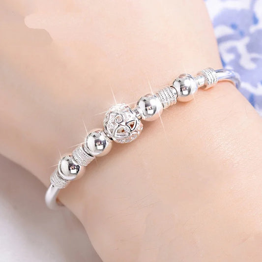 3 Style New 925 sterling silver Lucky Charm Bracelet Cuff Bracelets For Women Bangles Fashion Jewelry Pulseira eprolo