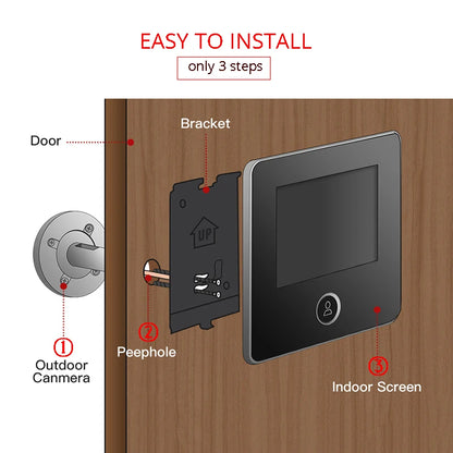 KAK 2.8 Inch LCD Smart Peephole Doorbell with IR Night Vision & Photo Recording
