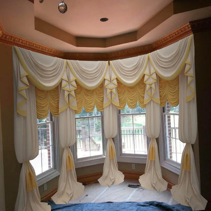 Round Window Curtain Canopy - Roman Blinds for Corner Windows - Shello's Creative Boutique