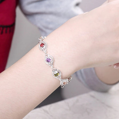 Pretty Colorful Multi Colors Bracelets 925 Sterling Silver With Extender Woman Lady Bracelet Bangle Jewelry Top Sell eprolo