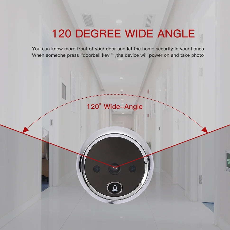 KAK 2.8 Inch LCD Smart Peephole Doorbell with IR Night Vision & Photo Recording