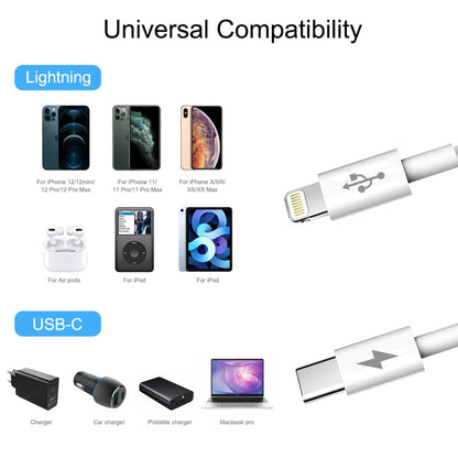 HAWEEL 25W 3A USB-C / Type-C to 8 Pin PD Fast Charging Cable for iPhone, iPad, Cable Length: 2m, Type-C to 8 Pin 2m Shello's Creative Boutique