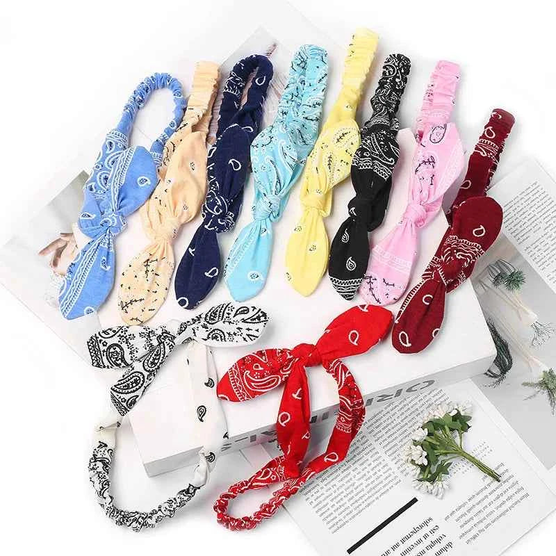 New Women Suede Soft Solid Print Headbands Vintage Cross Knot Elastic Hairbands